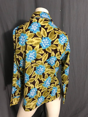 Vintage 1970’s women’s polyester tropical shirt 38 L