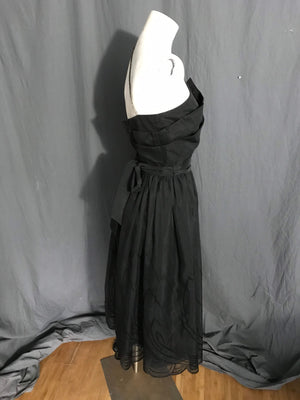 Vintage black Joy Stevens petal bust full skirt formal party dress S