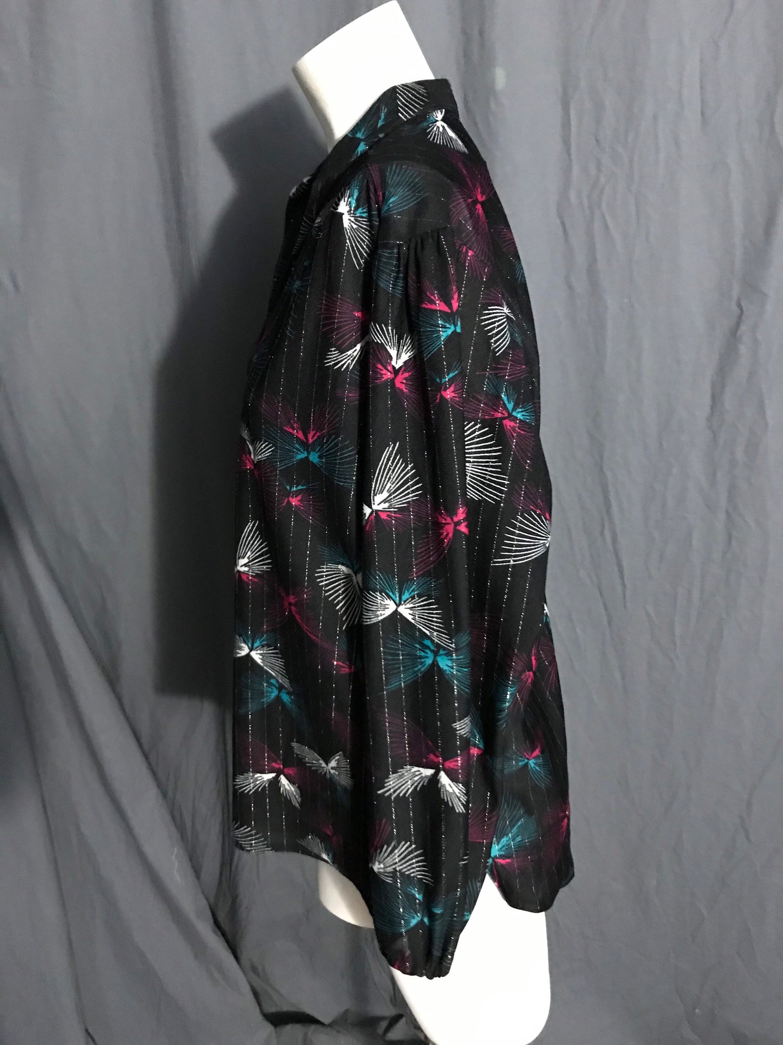 Vintage 1970’s sheer black metallic Sears shirt blouse M L