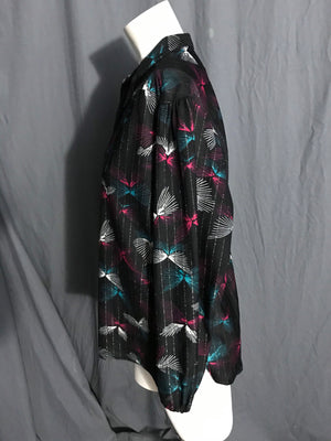 Vintage 1970’s sheer black metallic Sears shirt blouse M L