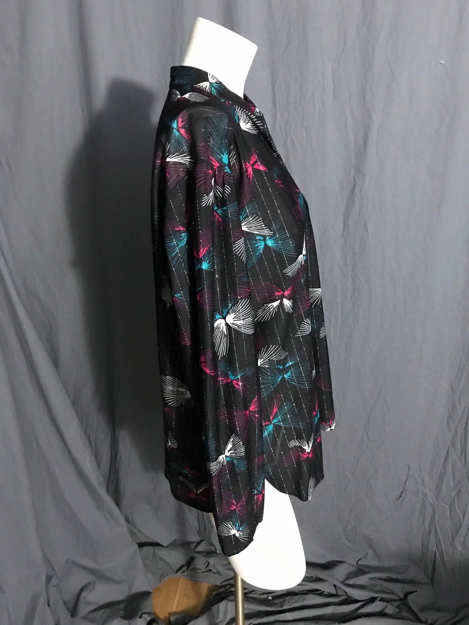 Vintage 1970’s sheer black metallic Sears shirt blouse M L