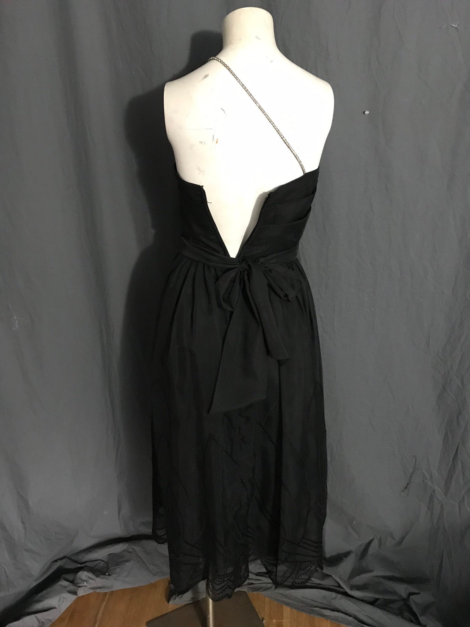 Vintage black Joy Stevens petal bust full skirt formal party dress S