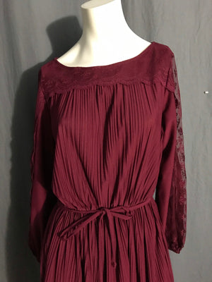 Vintage Sears 1970’s maroon dress L
