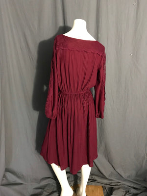 Vintage Sears 1970’s maroon dress L