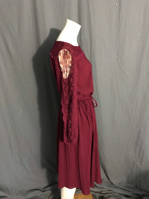 Vintage Sears 1970’s maroon dress L