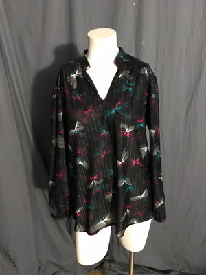 Vintage 1970’s sheer black metallic Sears shirt blouse M L