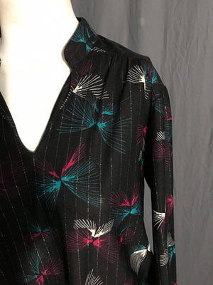 Vintage 1970’s sheer black metallic Sears shirt blouse M L