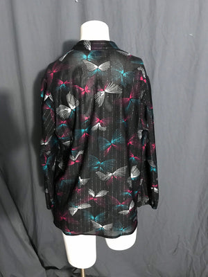 Vintage 1970’s sheer black metallic Sears shirt blouse M L