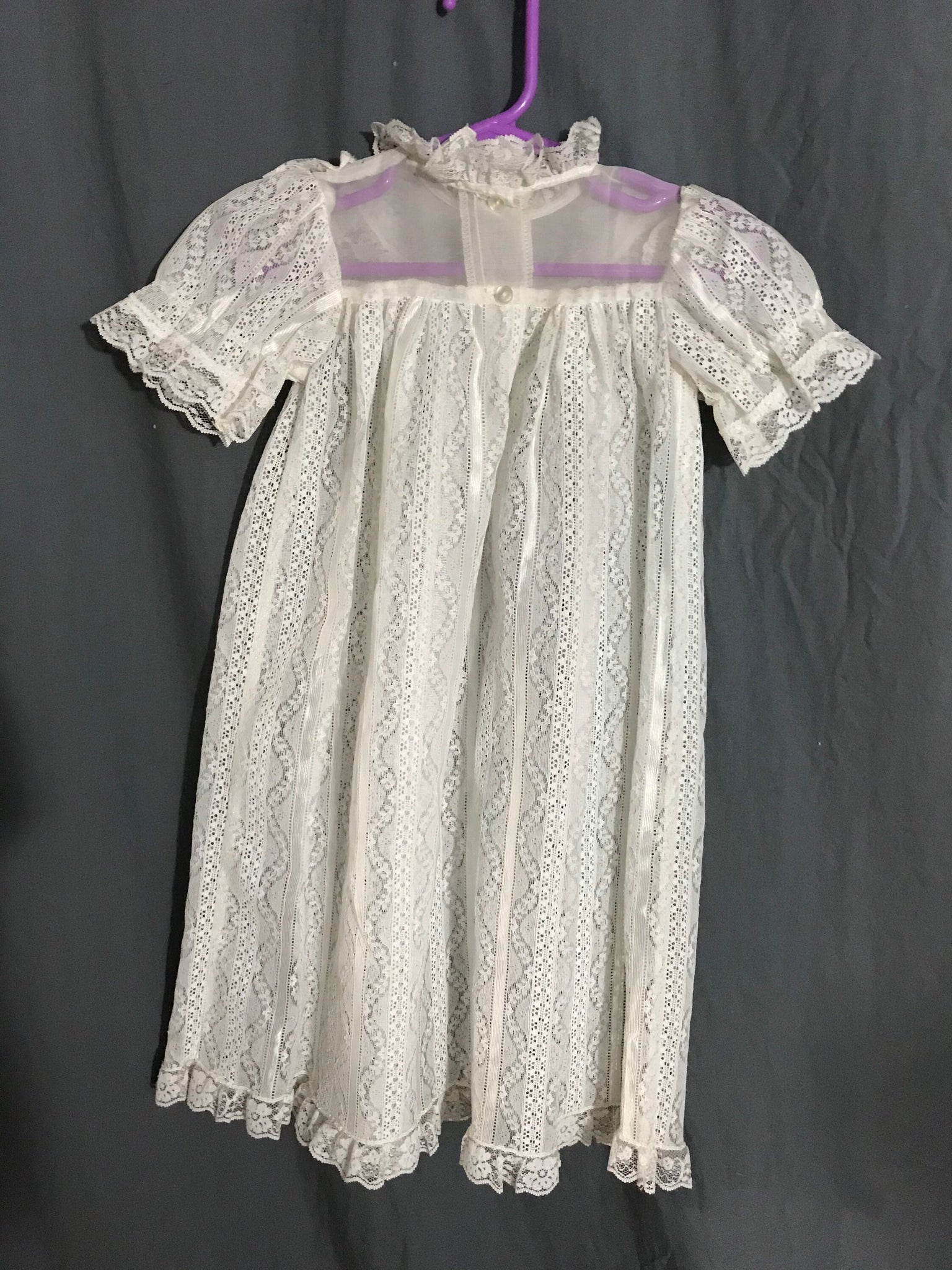 Vintage 1960’s 70’s white long lace baby dress 0-6 months