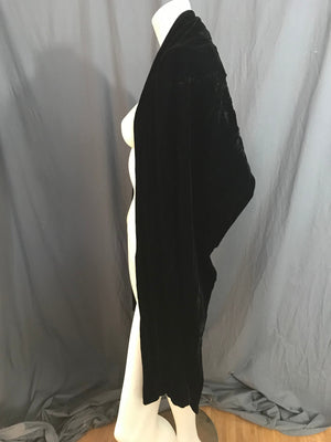 Vintage black velvet cape stole