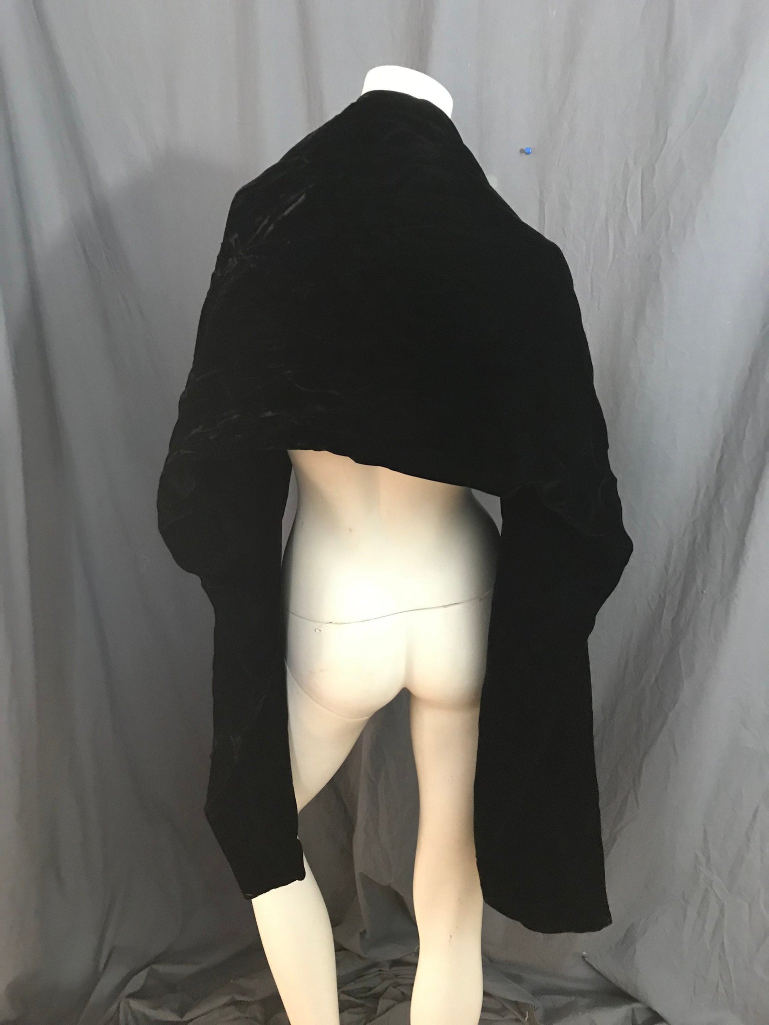 Vintage black velvet cape stole