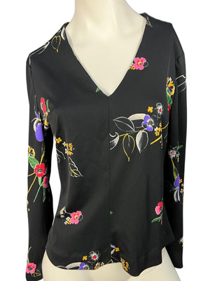 Vintage 70’s womens floral top blouse shirt L