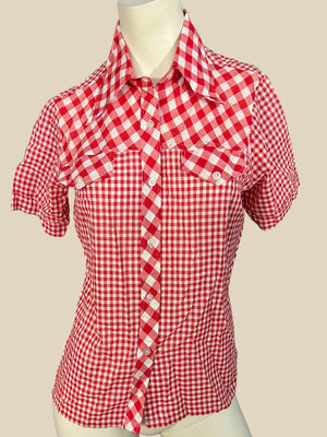 Vintage 70’s womens shirt red check L