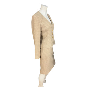 Vintage Victor Costa suit 4 gold and tan