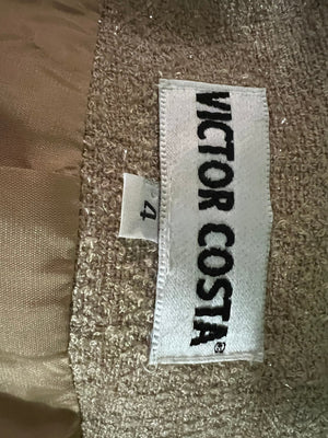 Vintage Victor Costa suit 4 gold and tan