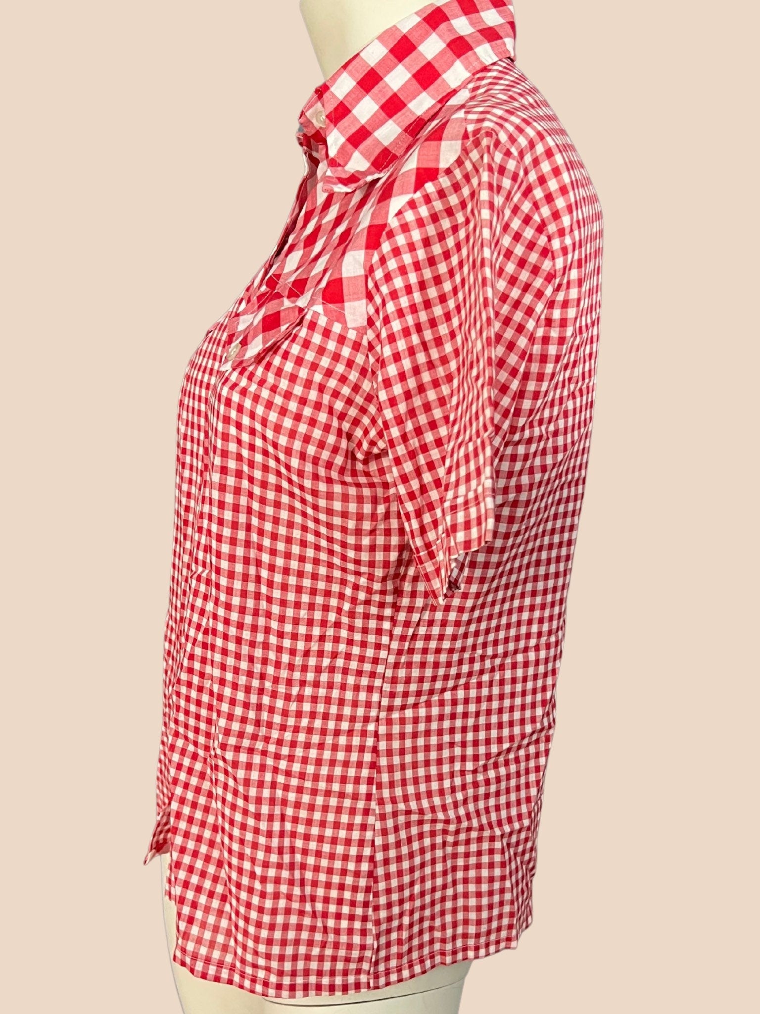Vintage 70’s womens shirt red check L
