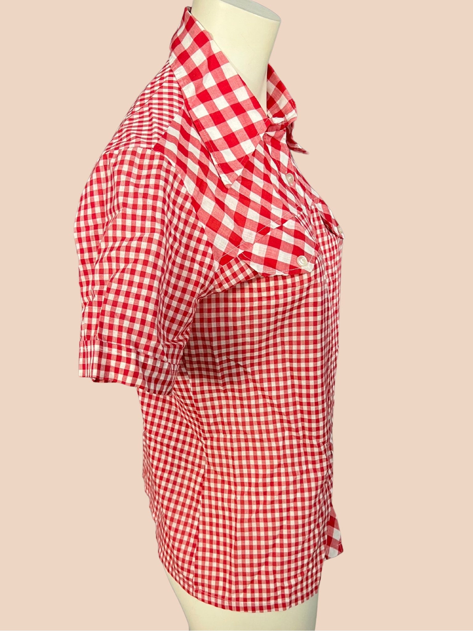 Vintage 70’s womens shirt red check L