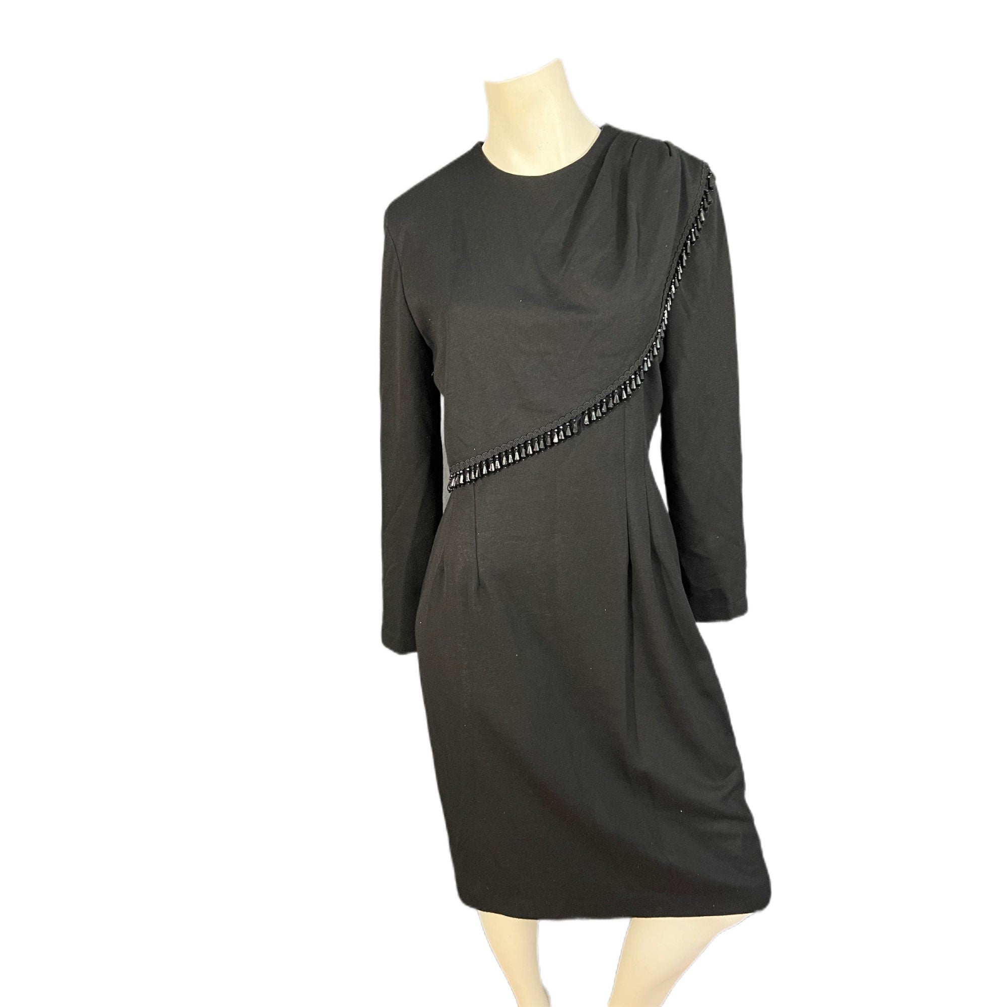 Vintage Toile black 80's dress 12 M L