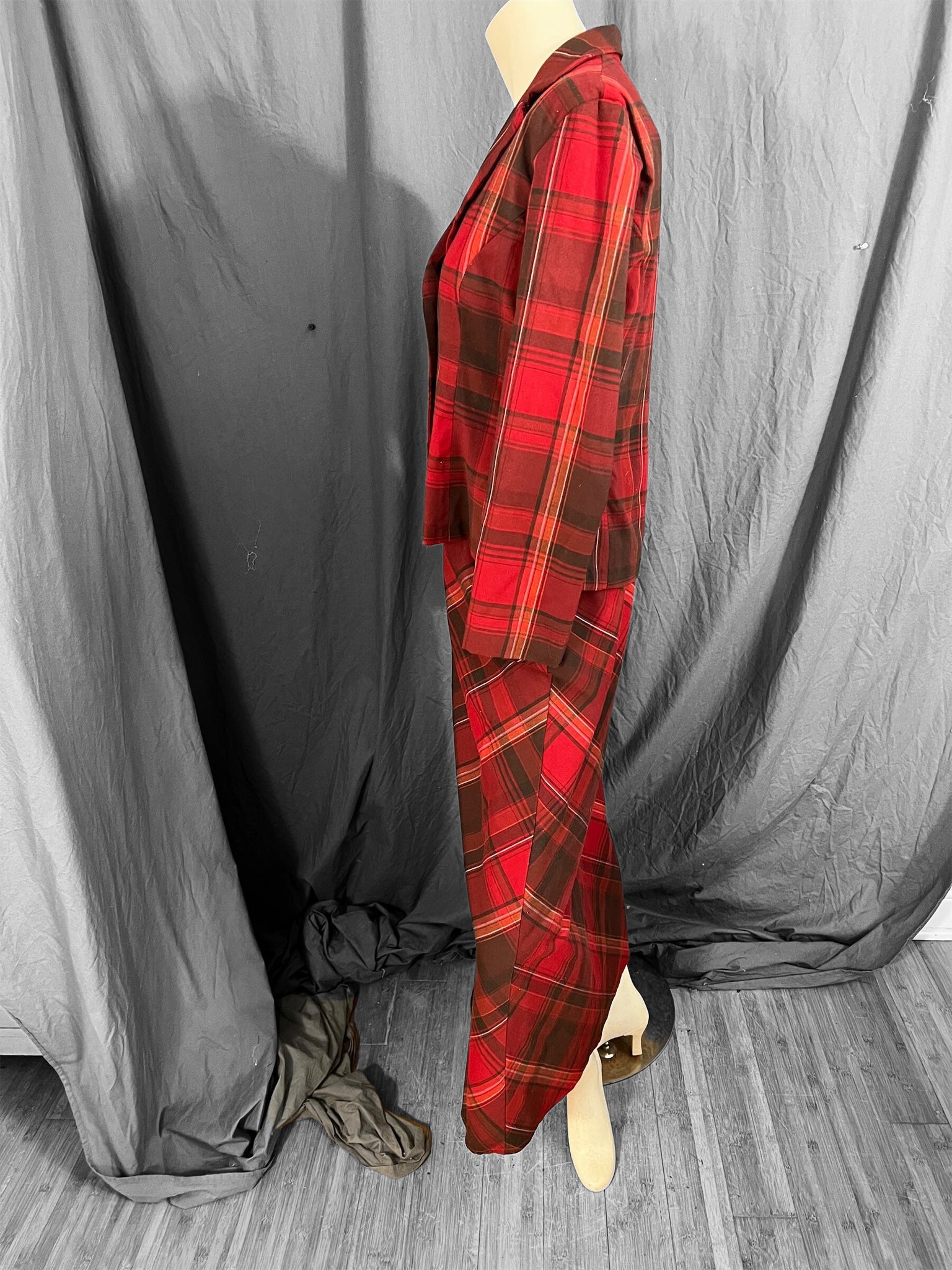 Vintage 80's handmade plaid dress set M L