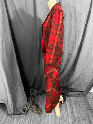 Vintage 80's handmade plaid dress set M L