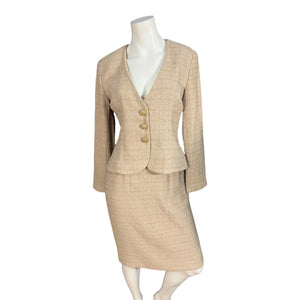 Vintage Victor Costa suit 4 gold and tan