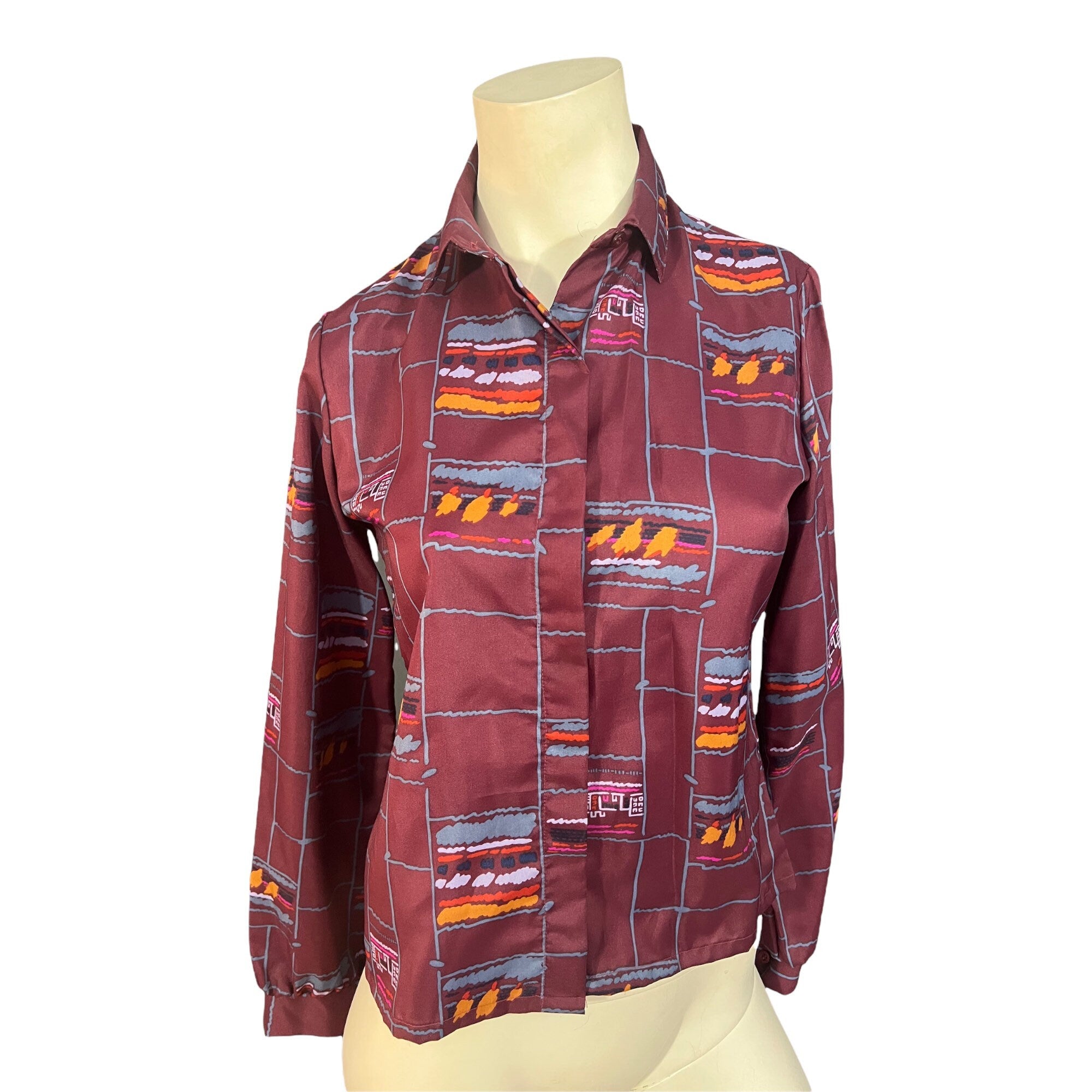 Vintage 80's women's shirt Plackets M 7-8