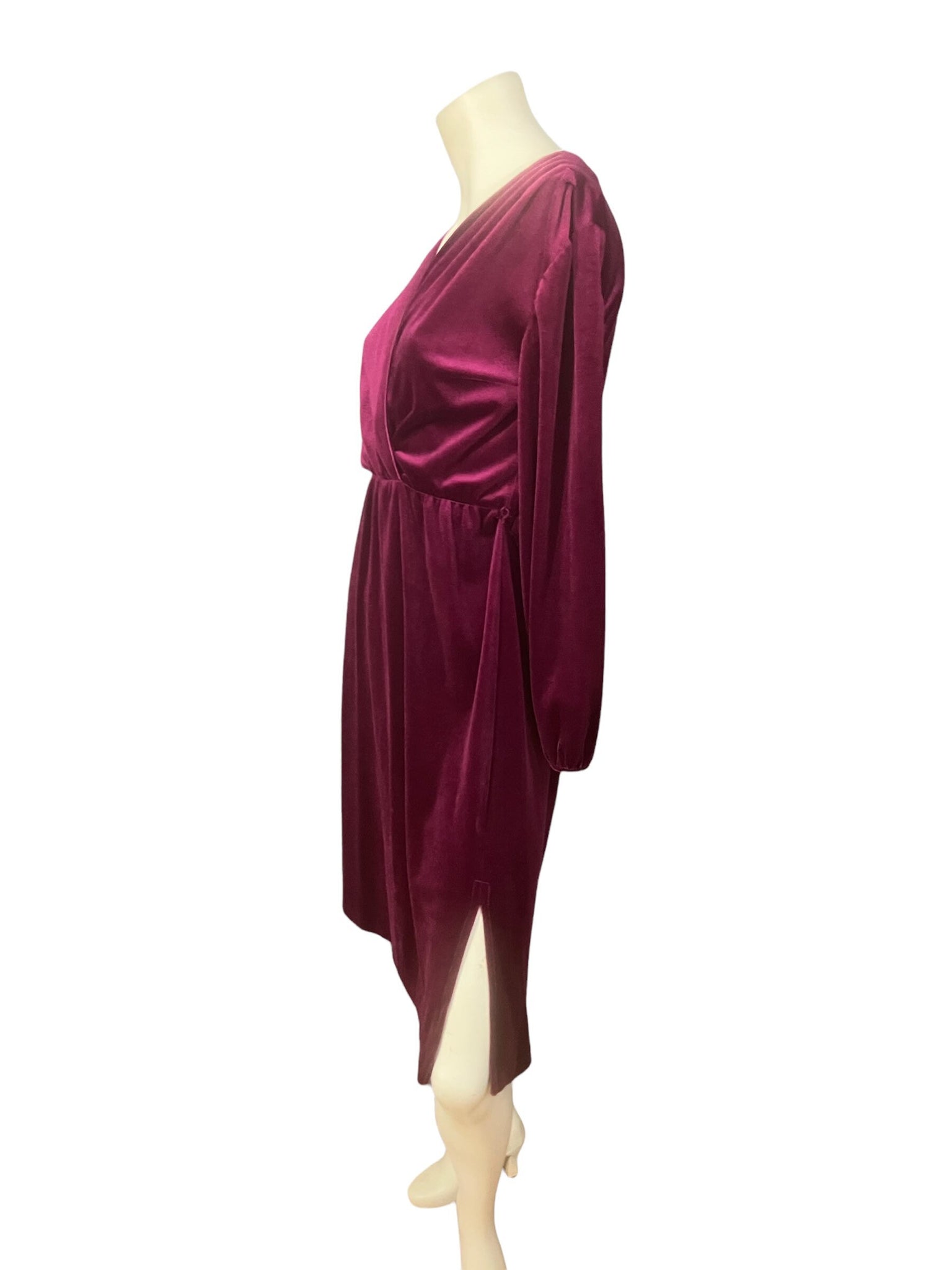 Vintage 70's maroon velar dress M L