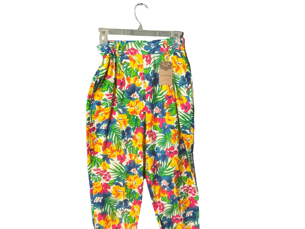 Vintage 80's tropical capris pants David Brooks 8