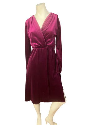 Vintage 70's maroon velar dress M L