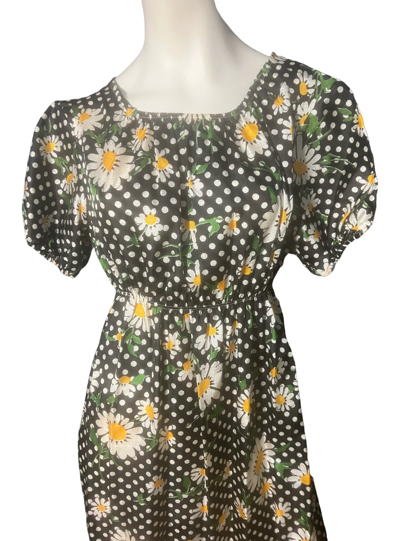 Vintage 70’s daisy floral maxi dress M