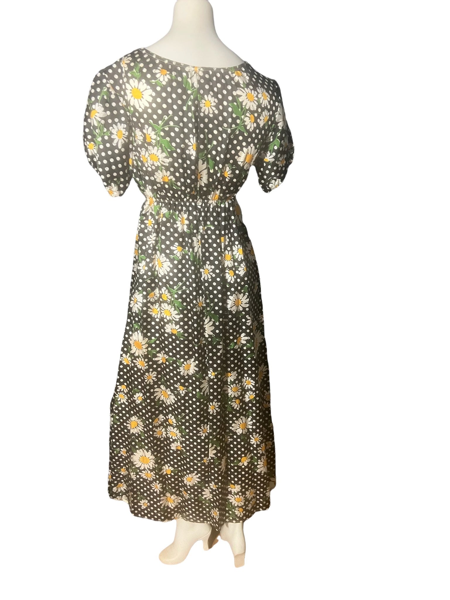 Vintage 70’s daisy floral maxi dress M