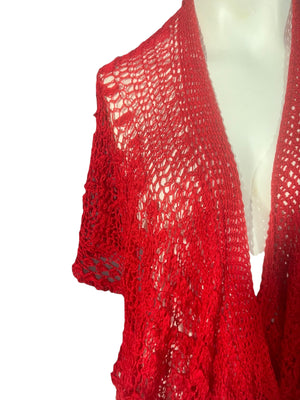 Vintage red crochet shawl