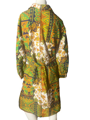 Vintage 70's Passport dress L butterfly collar