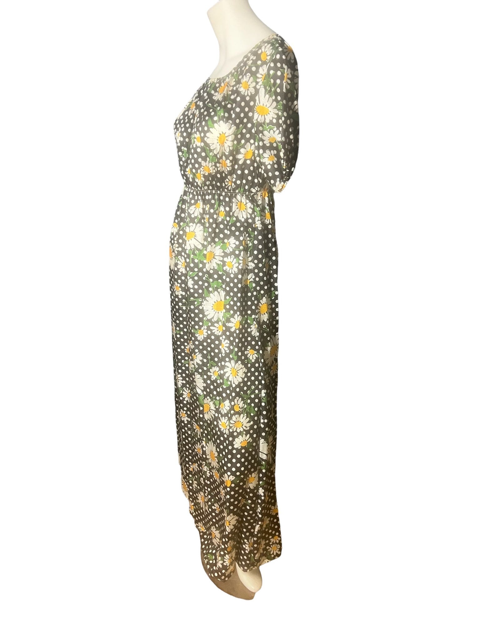 Vintage 70’s daisy floral maxi dress M