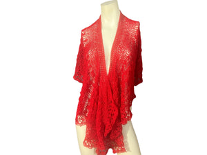 Vintage red crochet shawl
