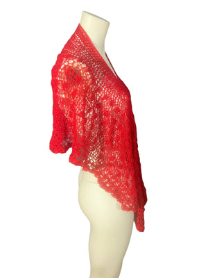 Vintage red crochet shawl
