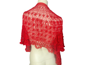 Vintage red crochet shawl