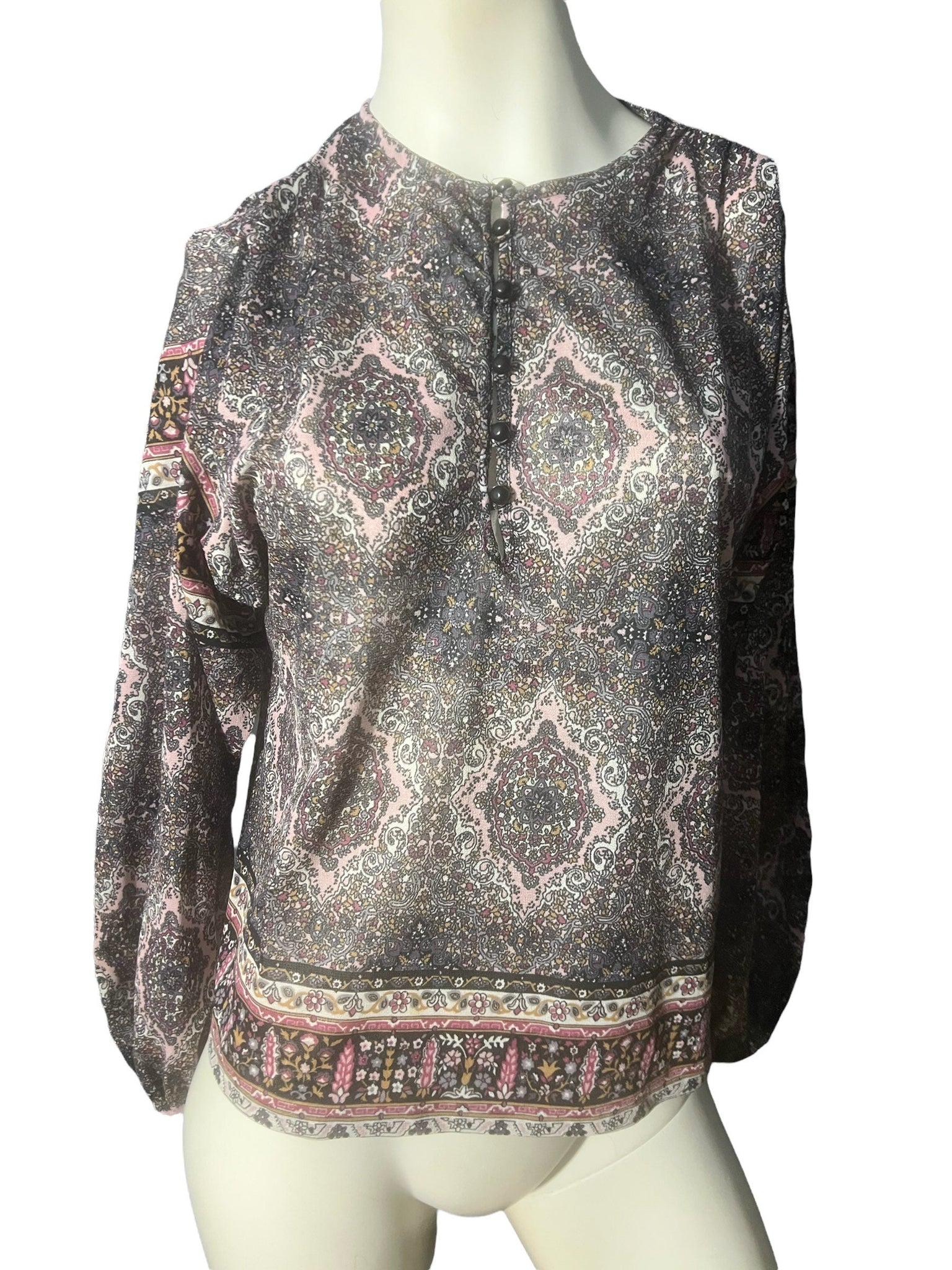 Vintage 70's women's paisley boho shirt M
