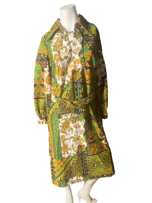 Vintage 70's Passport dress L butterfly collar