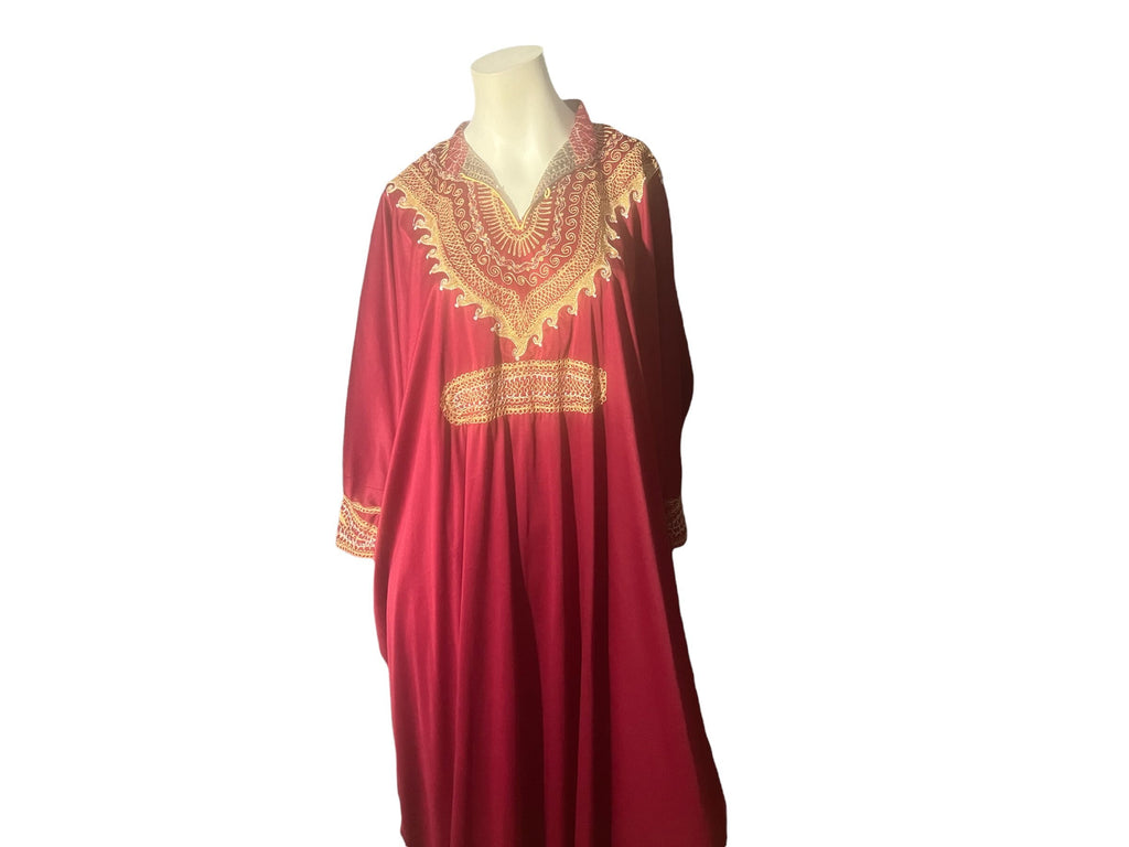 Vintage 70's maroon and gold Kaftan caftan L