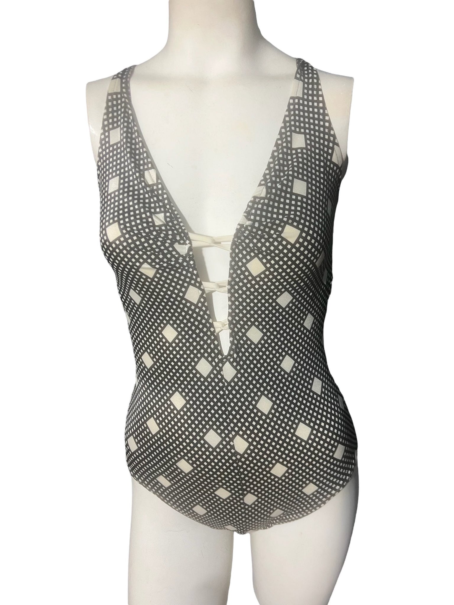 Vintage 70's deep V Gabar bathing suit 12