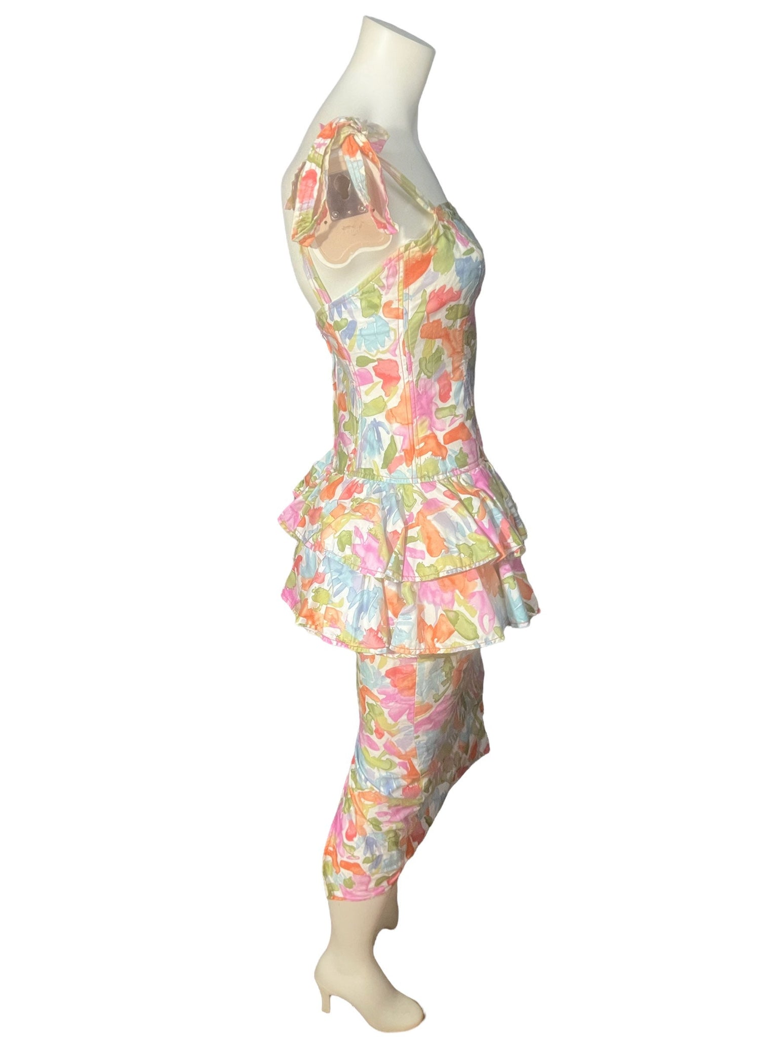 Vintage 80's Barboglio Cristina corset party sun dress 6 S
