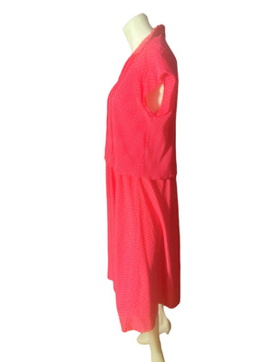 Vintage 70's volup pink polka dot Queen's Row sz xl