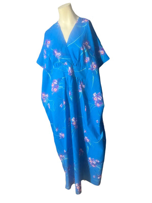 Vintage 70's blue Hawaiian dress caftan