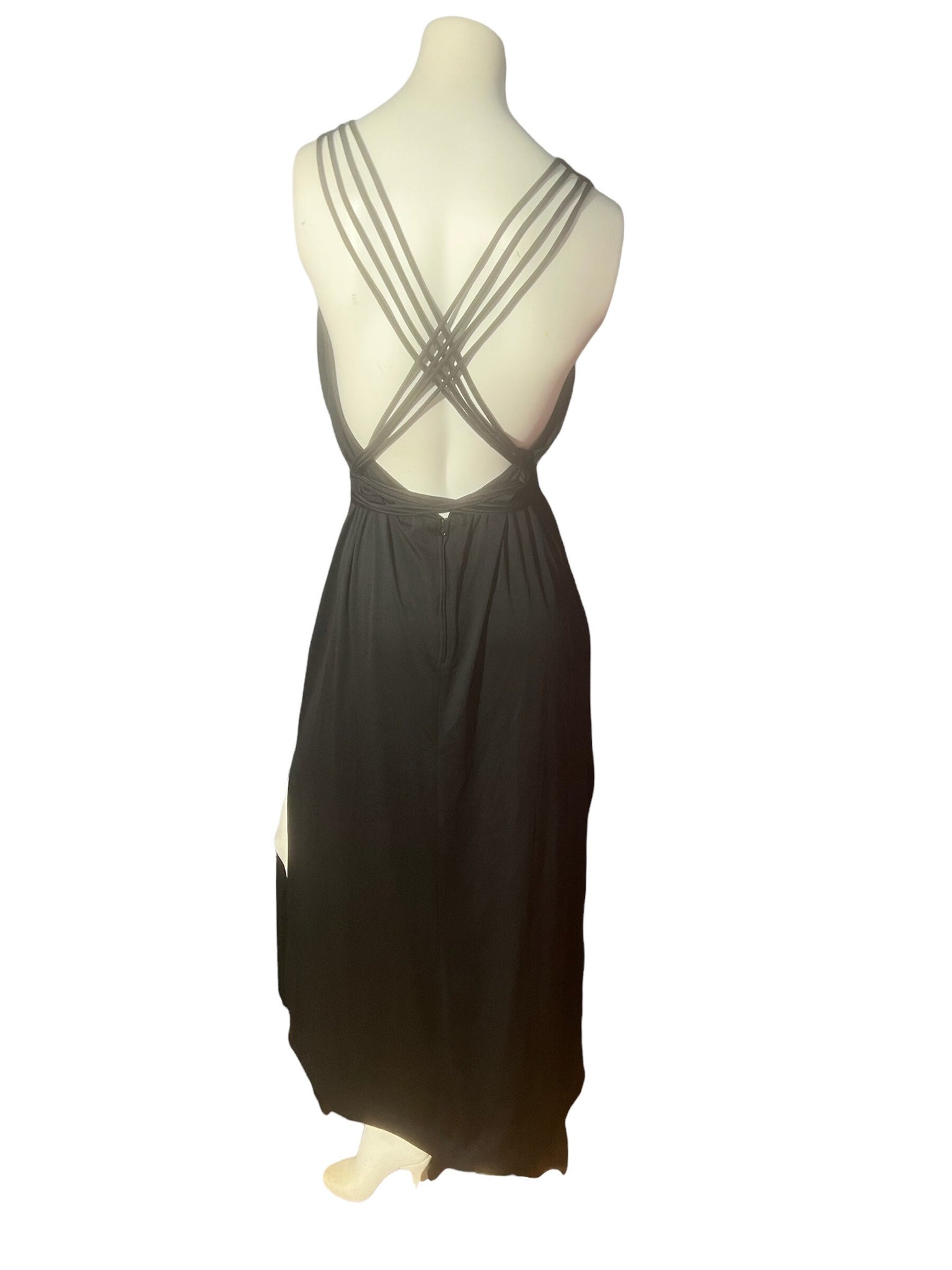 Vintage 70's slinky black dress M