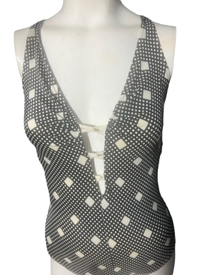 Vintage 70's deep V Gabar bathing suit 12