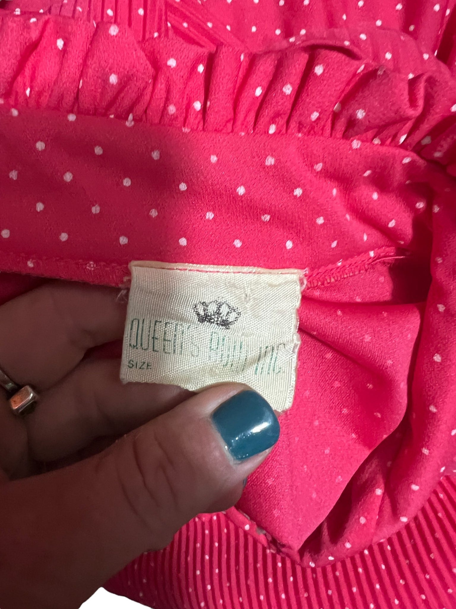 Vintage 70's volup pink polka dot Queen's Row sz xl