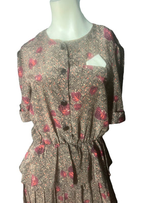 Vintage 80's Perception peplum dress M L