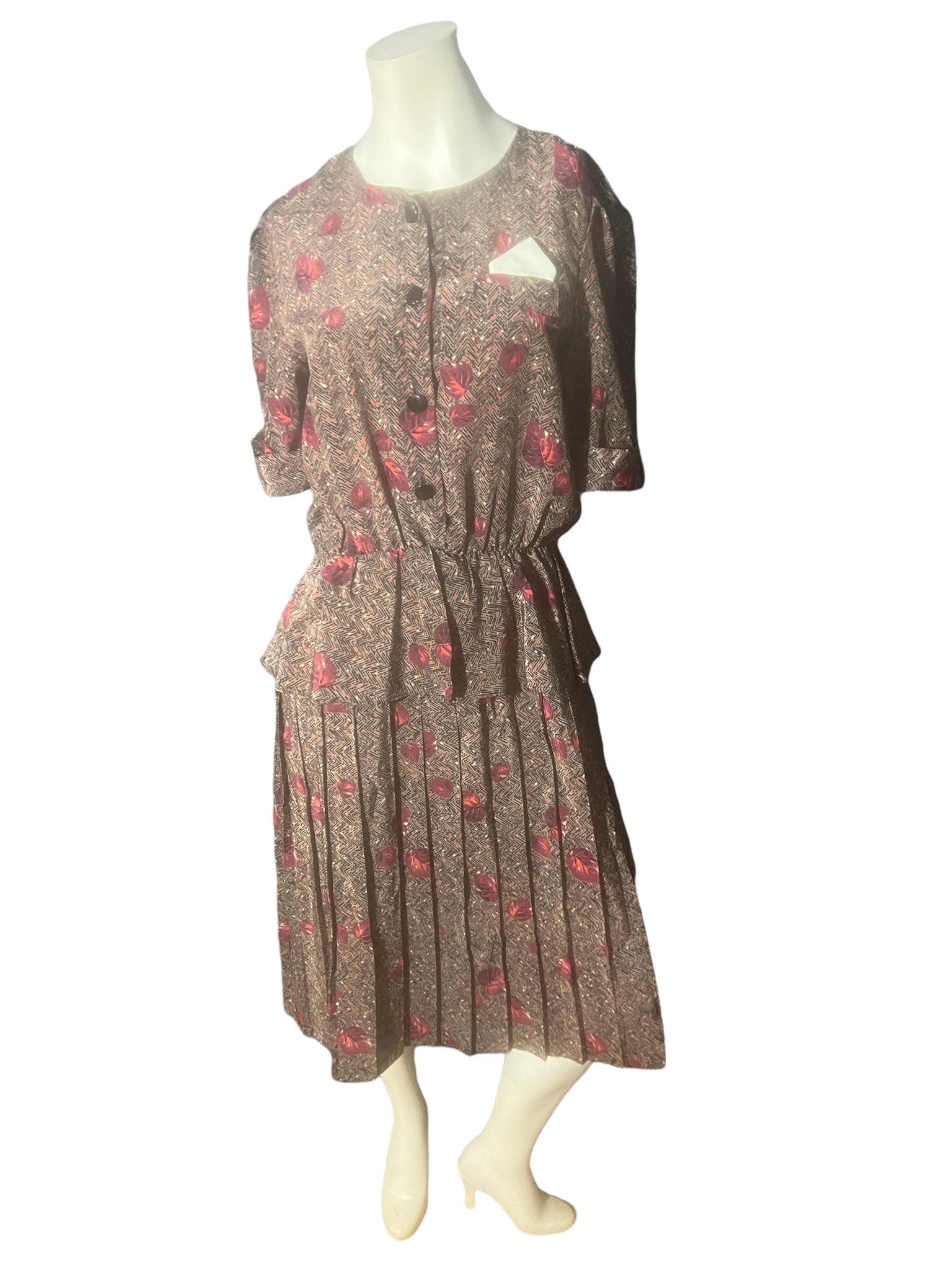 Vintage 80's Perception peplum dress M L