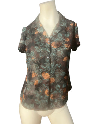 Vintage 80's handmade floral blouse S